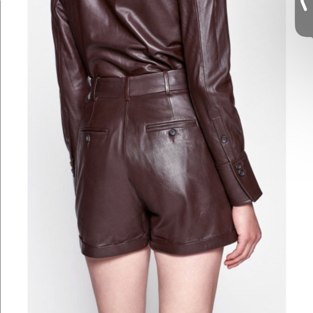 NWT Equipment Breeta Brown leather shorts - Picture 3 of 5